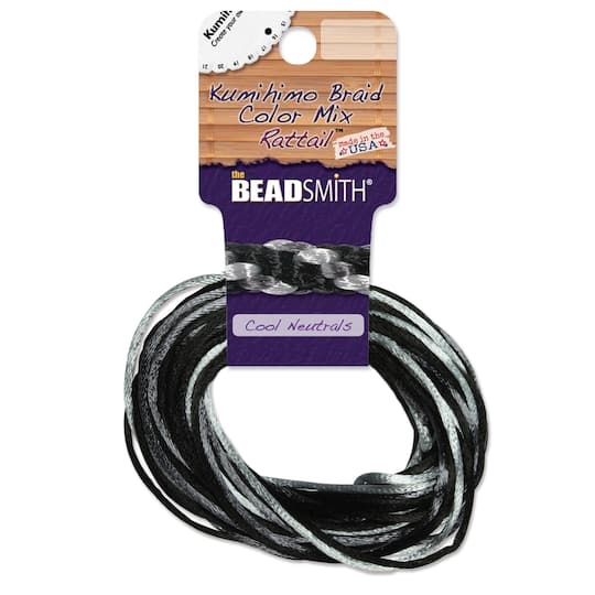The Beadsmith&#xAE; Rattail&#x2122; 2mm Cool Neutrals Mix Kumihimo Braid Satin Cord